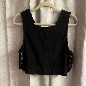 Rip Curl Black Button-Side Crop Tank
